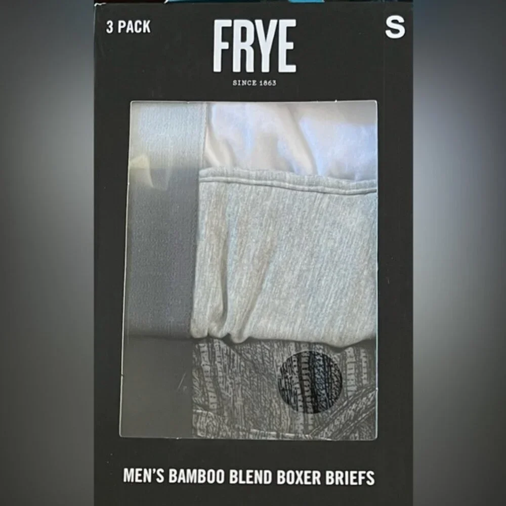 FRYE MENS 3 PK BAMBOO BLEND‎ BOXER BRIEFS Ultrasoft SMALL